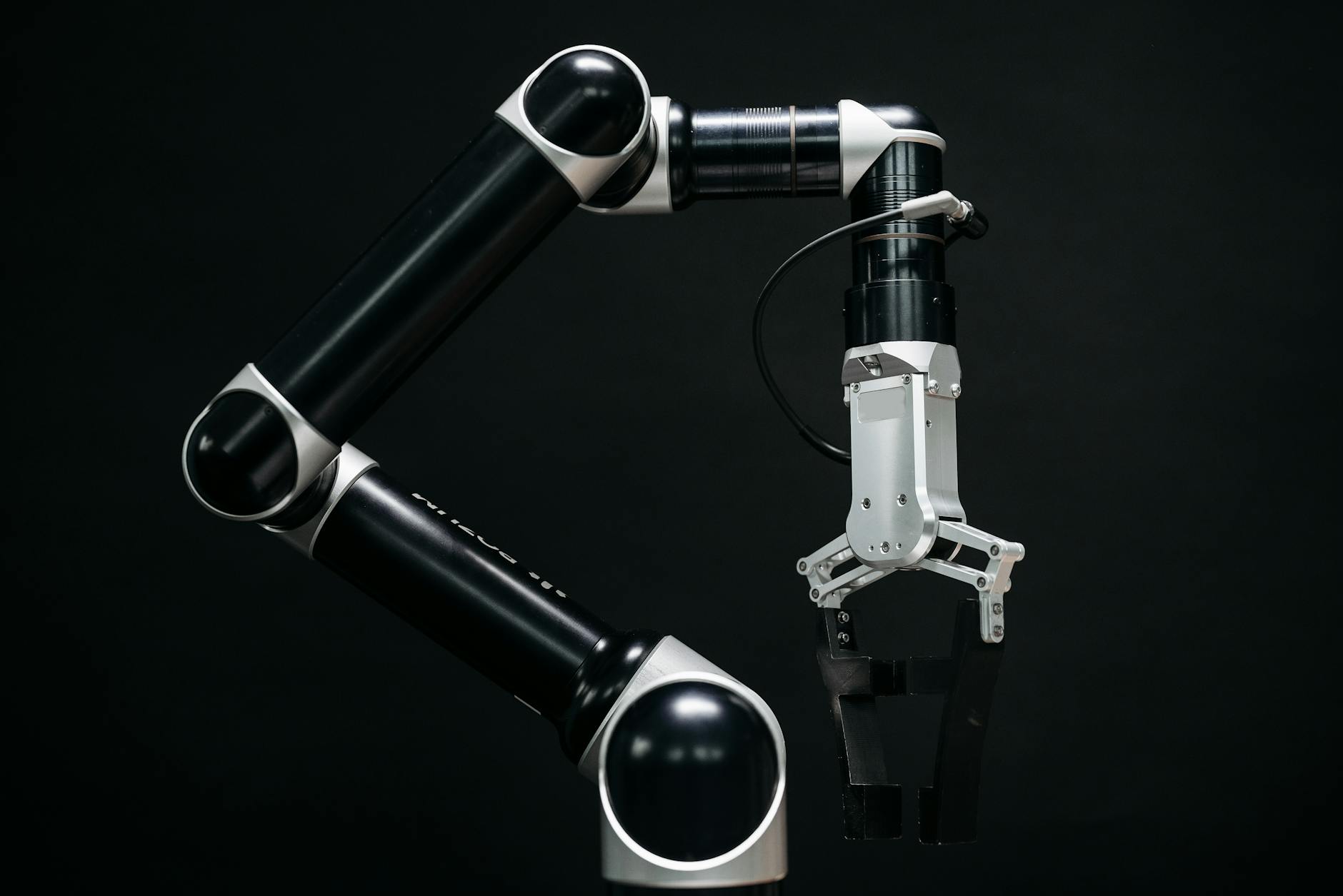 robot on a black background